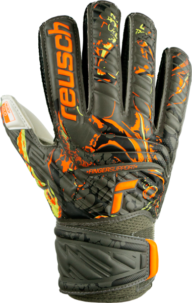 Reusch Attrakt Solid Finger Support Junior 5372010 5556 green grey front